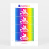 A vertical sheet of four rainbow-gradient postage stamps with a white snail logo and the text "BY SNAIL" and "PAR L'ESCARGOT" on each stamp, plus "The PORTLAND STAMP Company" at the top and "#PORTLANDSTAMPCO" at the bottom.