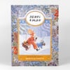 A book cover titled "Henri & Miko" with the subtitle "Winter in Bosk Olivette" and the author name "Rebecca Green," showing a winter scene of a red-clad mouse walking with a small blue animal companion carrying gifts.