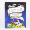 A hardcover book with a dark blue illustrated cover titled "IF YOU COME TO EARTH" and "by Sophie Blackall," showing a child lying on a ribbon-like banner above a colorful globe.