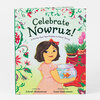 A children’s hardcover book titled "Celebrate Nowruz!" with a illustrated girl holding a fishbowl on the cover and floral decorative borders.
