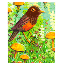 Bird and Mushrooms