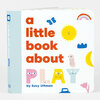A small board book titled "a little book about PLAY" by Suzy Ultman, with colorful illustrated letters and simple playful icons on the cover.