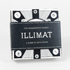 A black-and-white boxed game labeled "THE DECEMBERISTS PRESENT ILLIMAT A GAME BY KEITH BAKER" with geometric artwork and a band wrapping around the box.