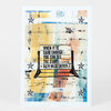 A postcard with an abstract multicolor design, six black star icons, and the quote “WHEN IT IS DARK ENOUGH - YOU CAN SEE THE STARS. RALPH WALDO EMERSON” printed in the center.