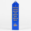 A blue ribbon bookmark with a gold grommet and yellow cord, printed with the text "I SURVIVED ANOTHER MEETING THAT SHOULD HAVE BEEN AN EMAIL" and a small steaming envelope icon.